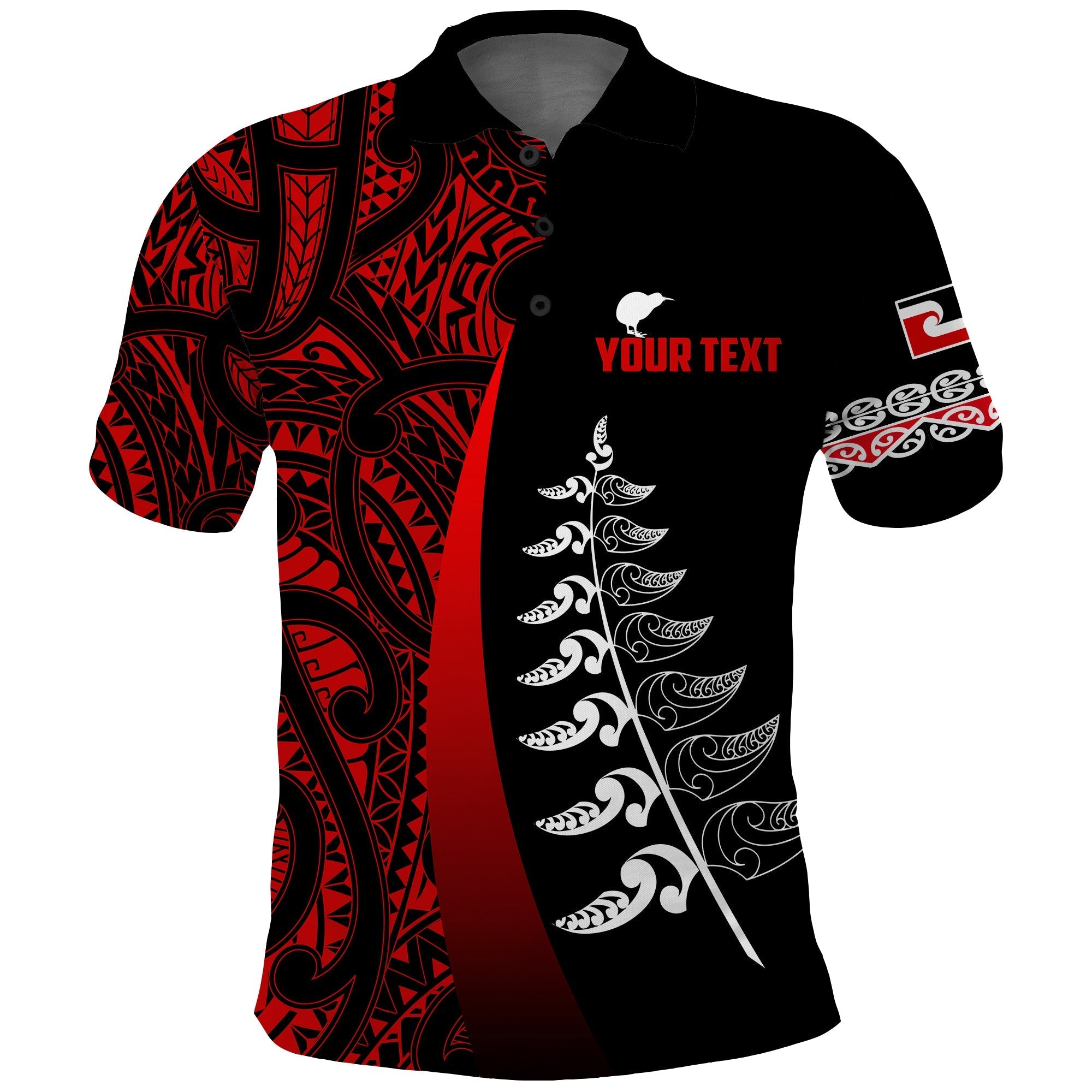 custom-personalised-waitangi-day-polo-shirt-maori-mix-fern-style-red-lt13