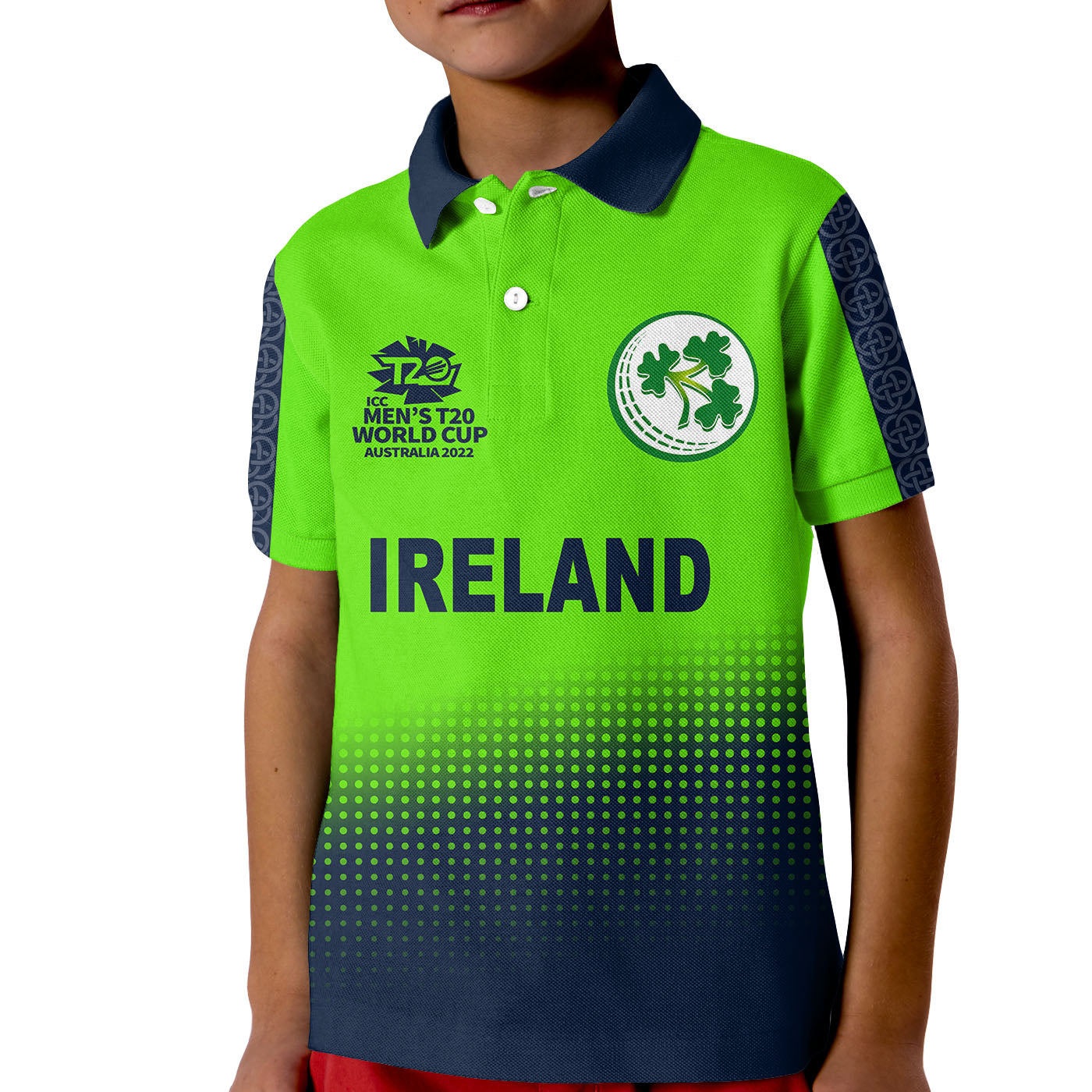 (Custom Personalised And Number) Ireland Cricket Men's T20 World Cup Polo Shirt KID No.1