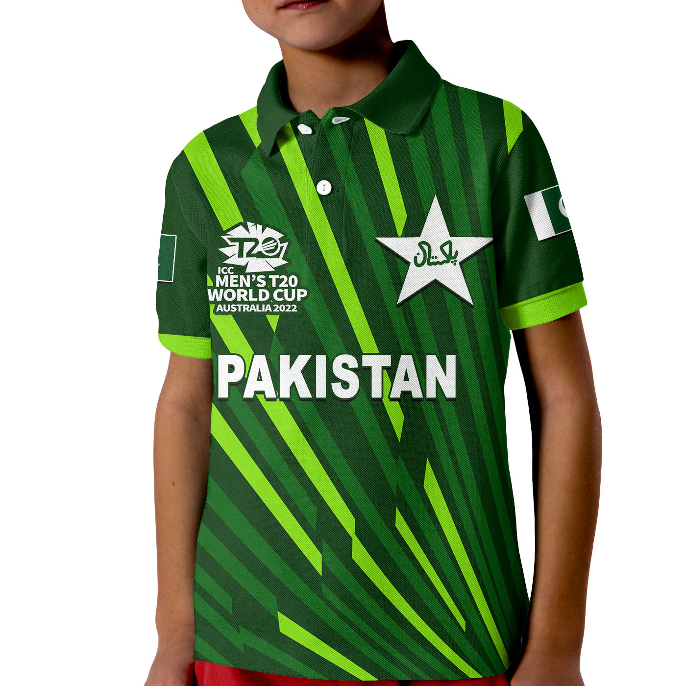 (Custom Personalised And Number) Pakistan Cricket Men's T20 World Cup Polo Shirt KID