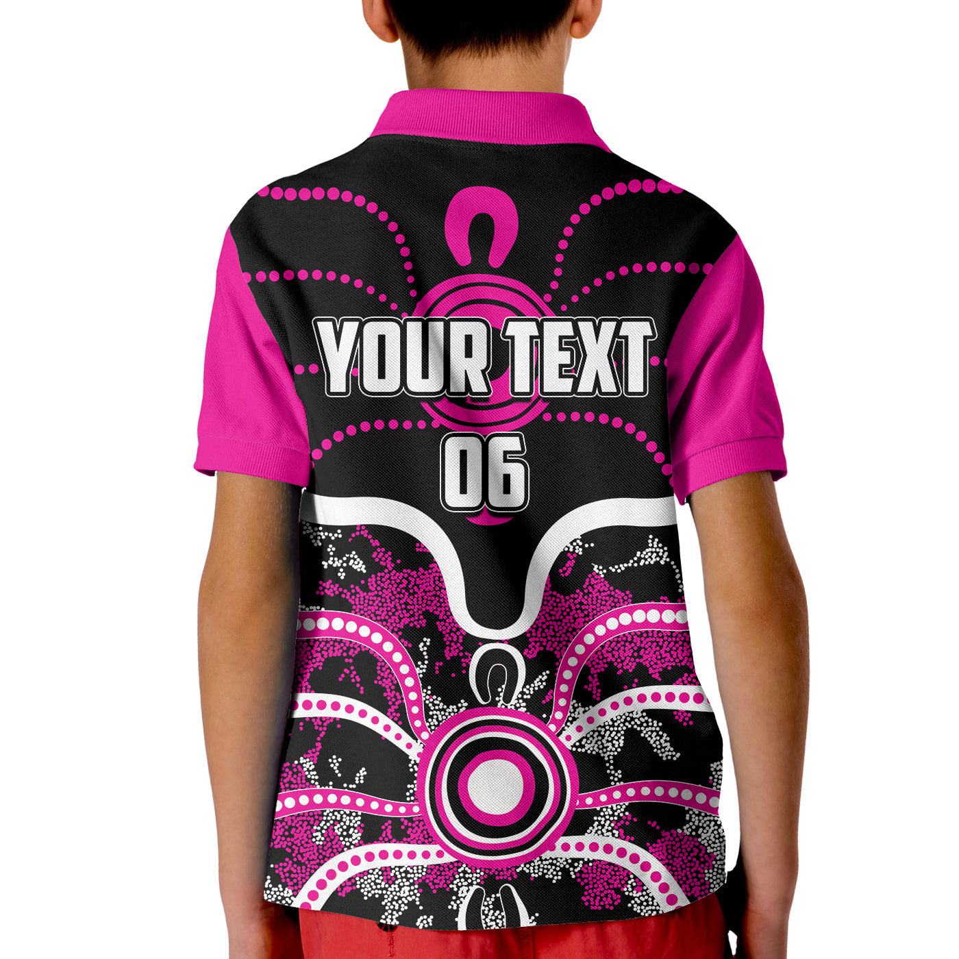 (Custom Personalised And Number) Sydney Sixers Polo shirt KID Cricket Dot Aboriginal LT6