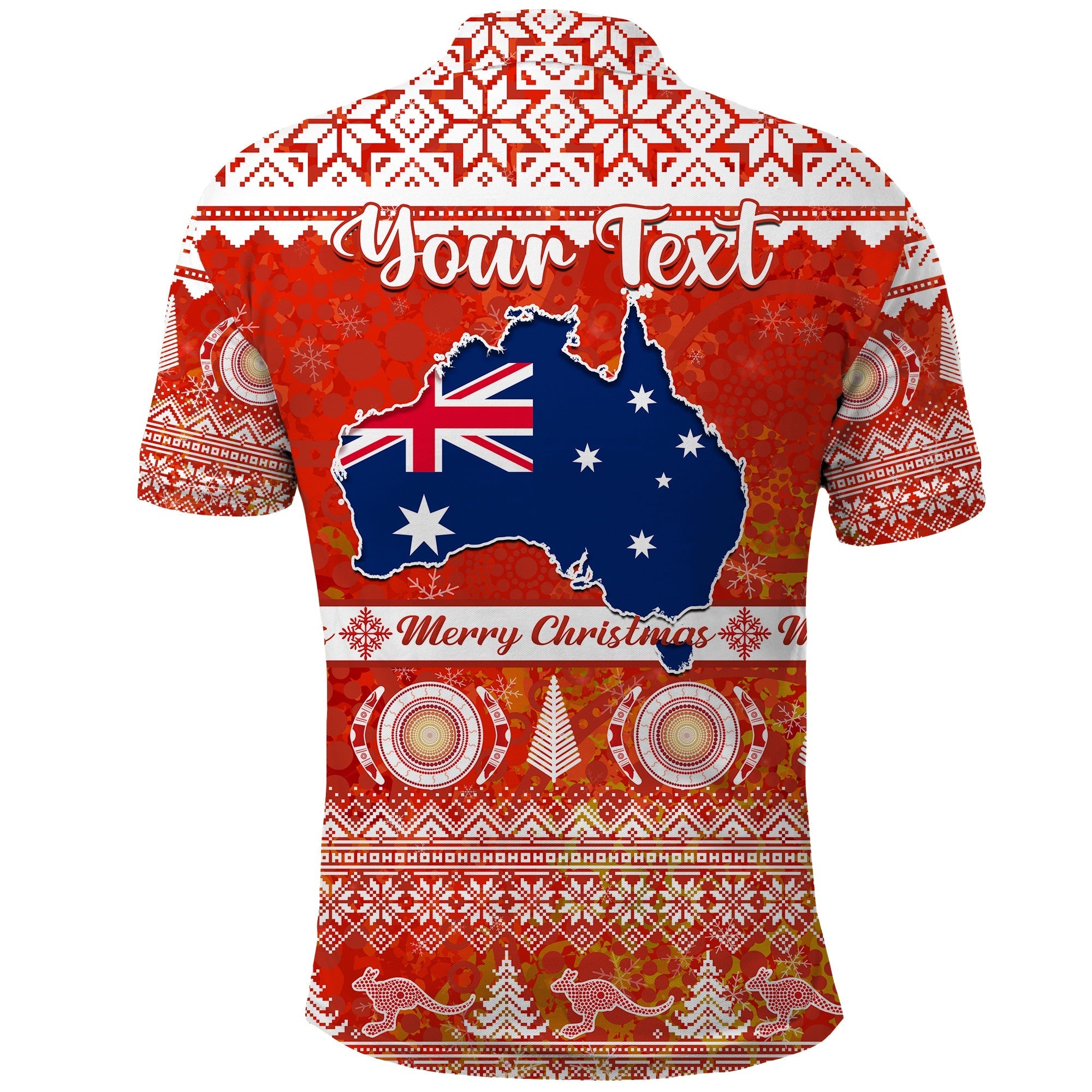 custom-personalised-australia-polo-shirt-australian-map-aboriginal-painting-merry-christmas