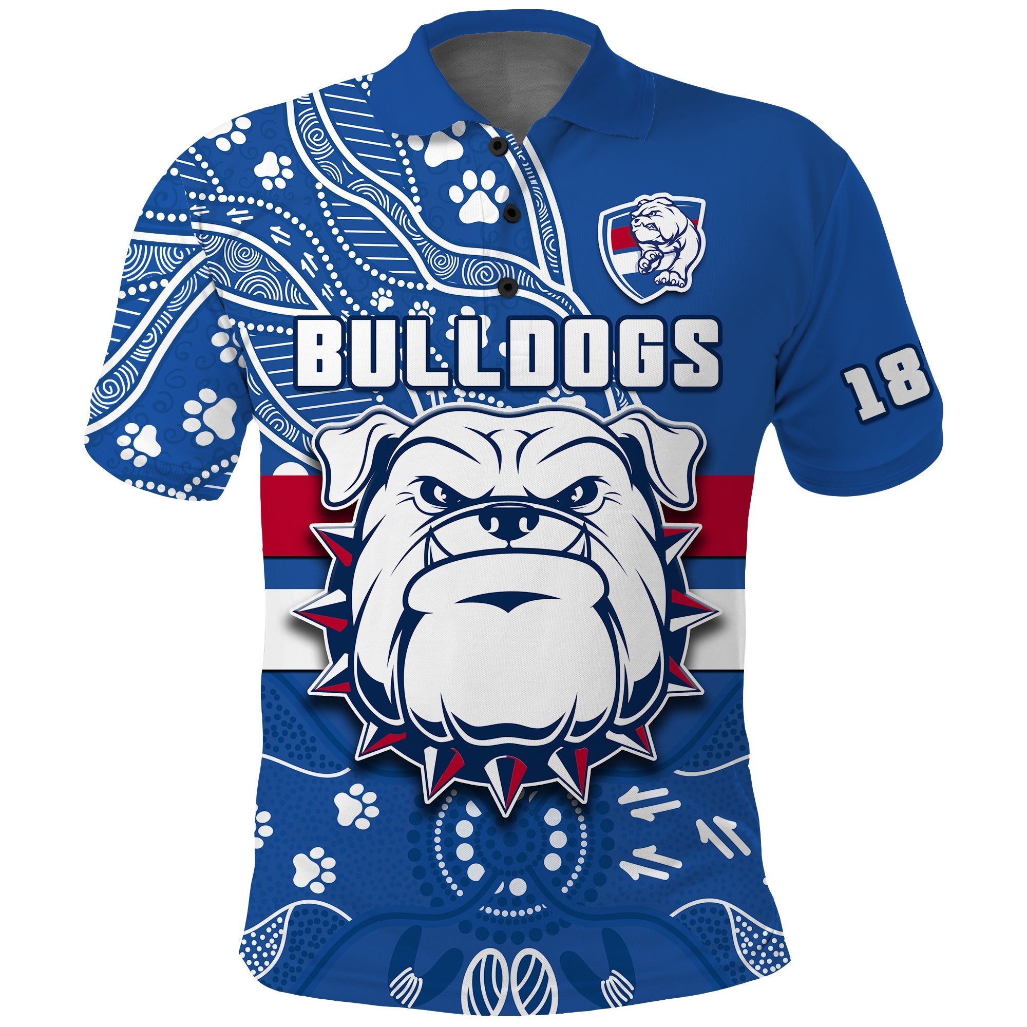 bulldogs-football-polo-shirt-scraggers-1877-aboriginal-dot-painting-newest-version