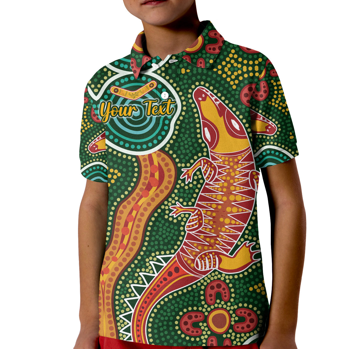 custom-personalised-aboriginal-art-crocodile-polo-shirt-kid-you-are-number-one