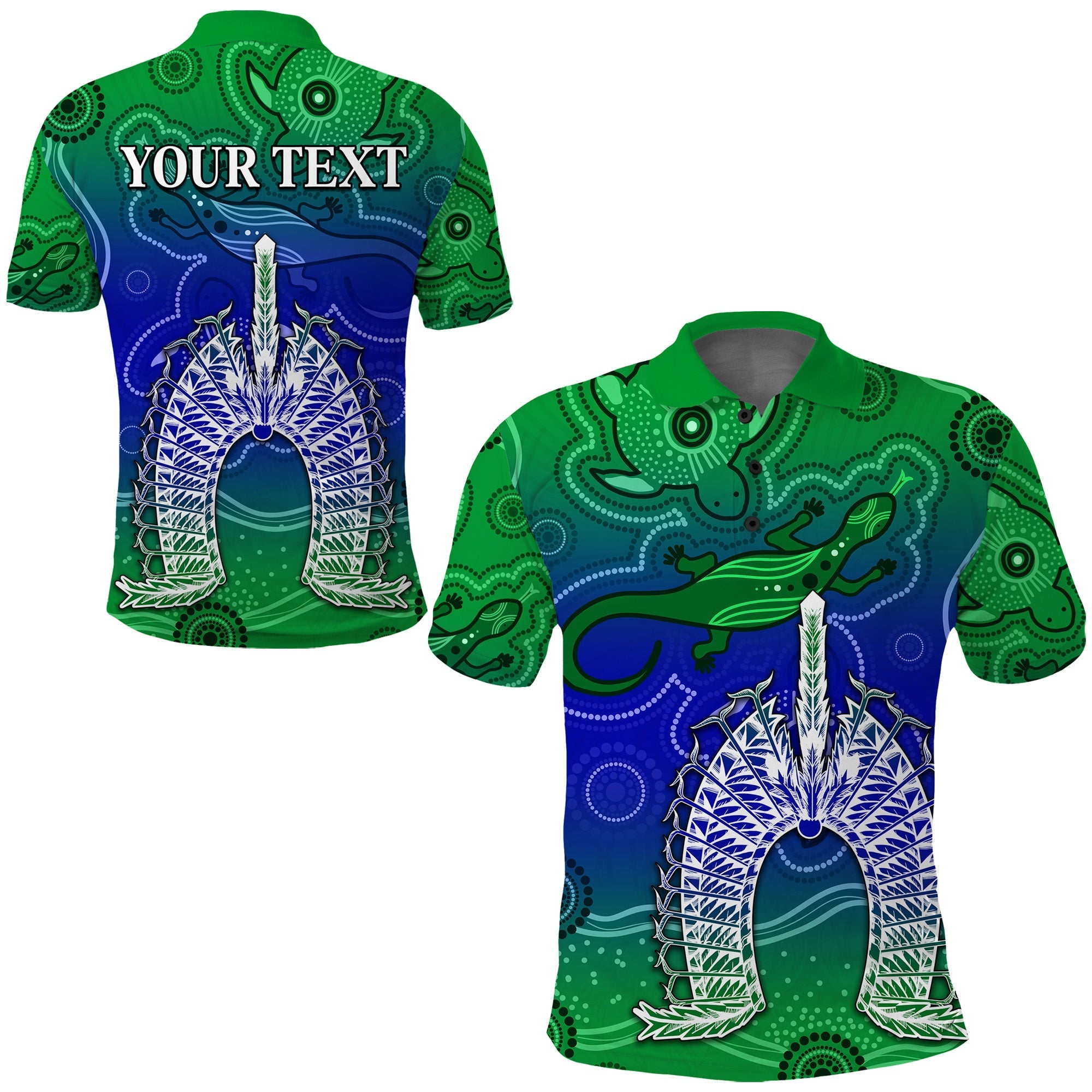 custom-personalised-torres-strait-islands-polo-shirt-aboriginal-art-lizard-symbol-peace-lt13