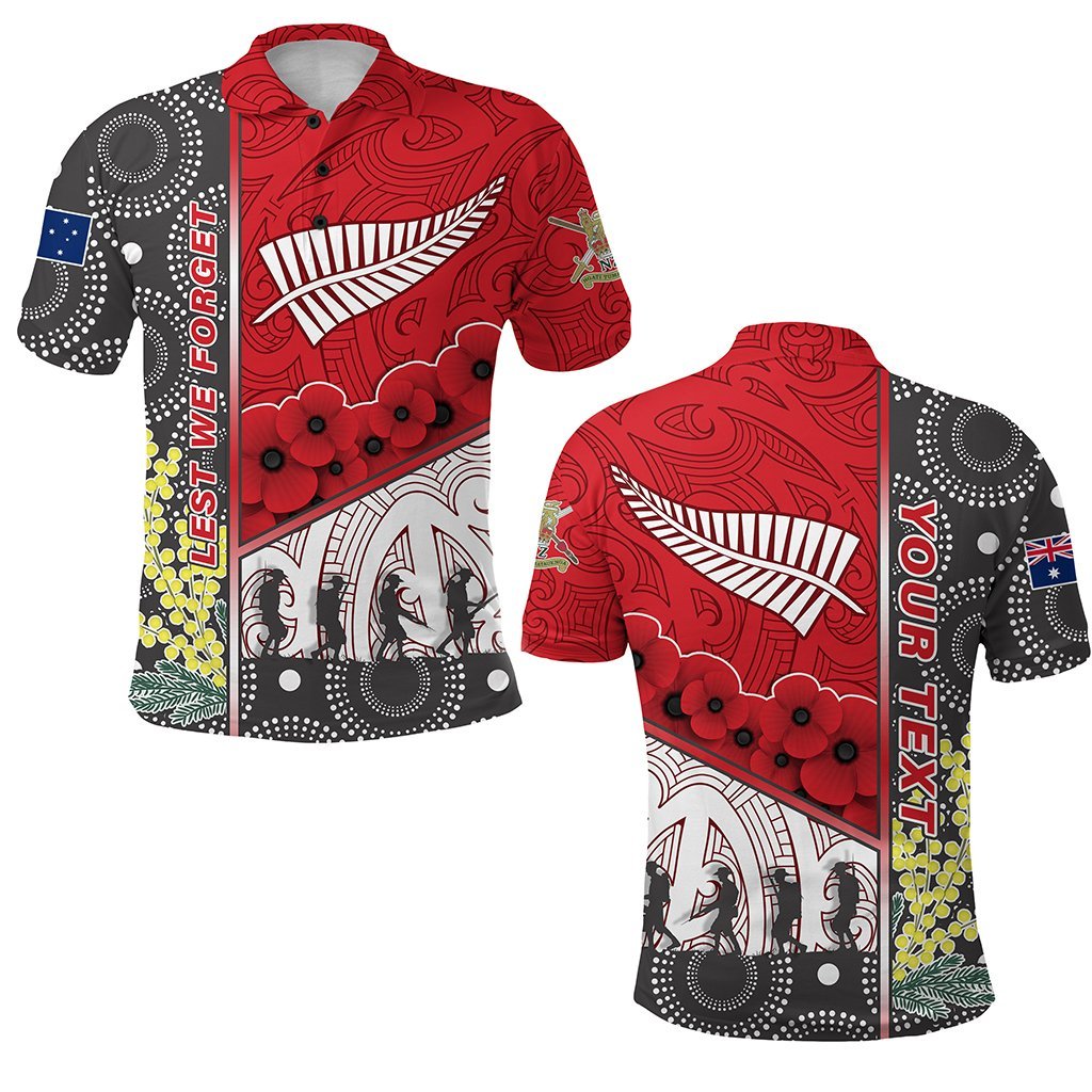 custom-personalised-anzac-day-lest-we-forget-polo-shirt-australia-indigenous-and-new-zealand-maori-red