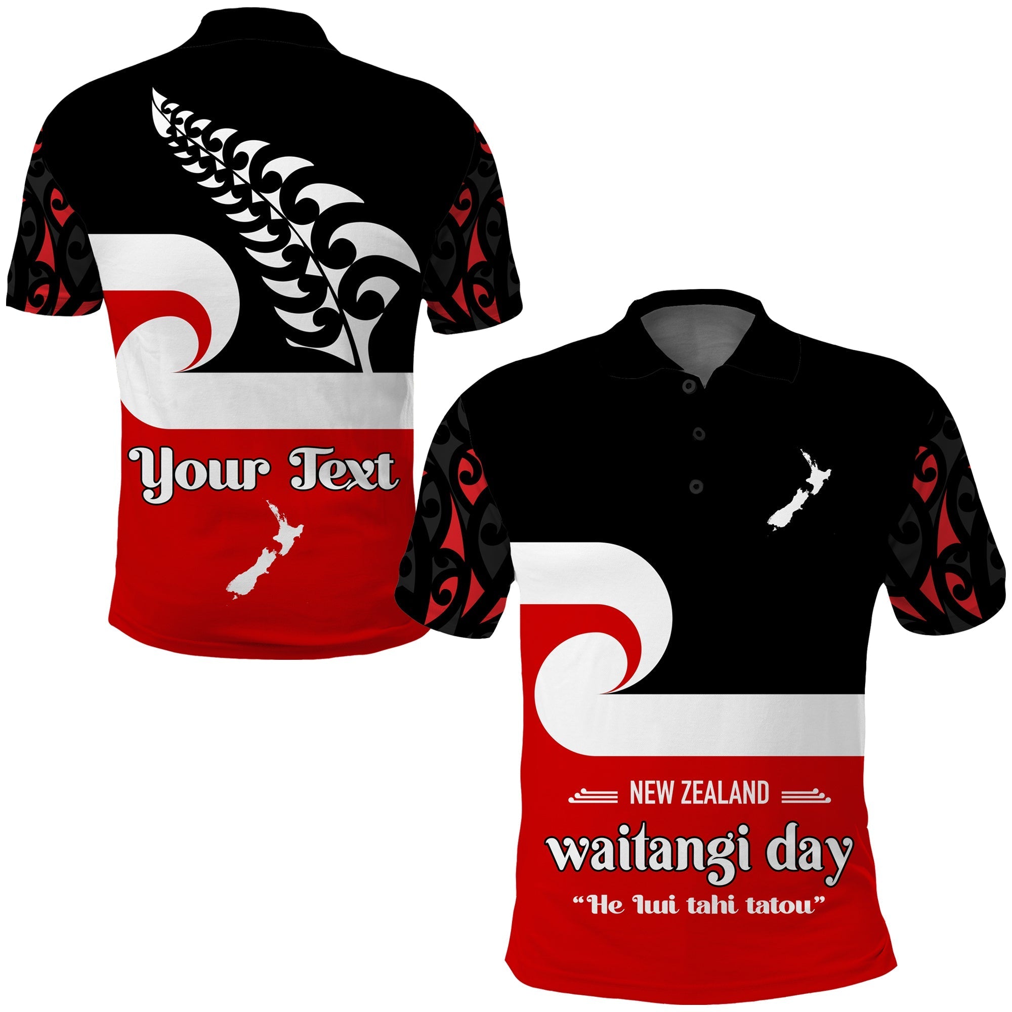 custom-personalised-waitangi-day-polo-shirt-maori-fern-and-tino-rangatiratanga-flag-lt13