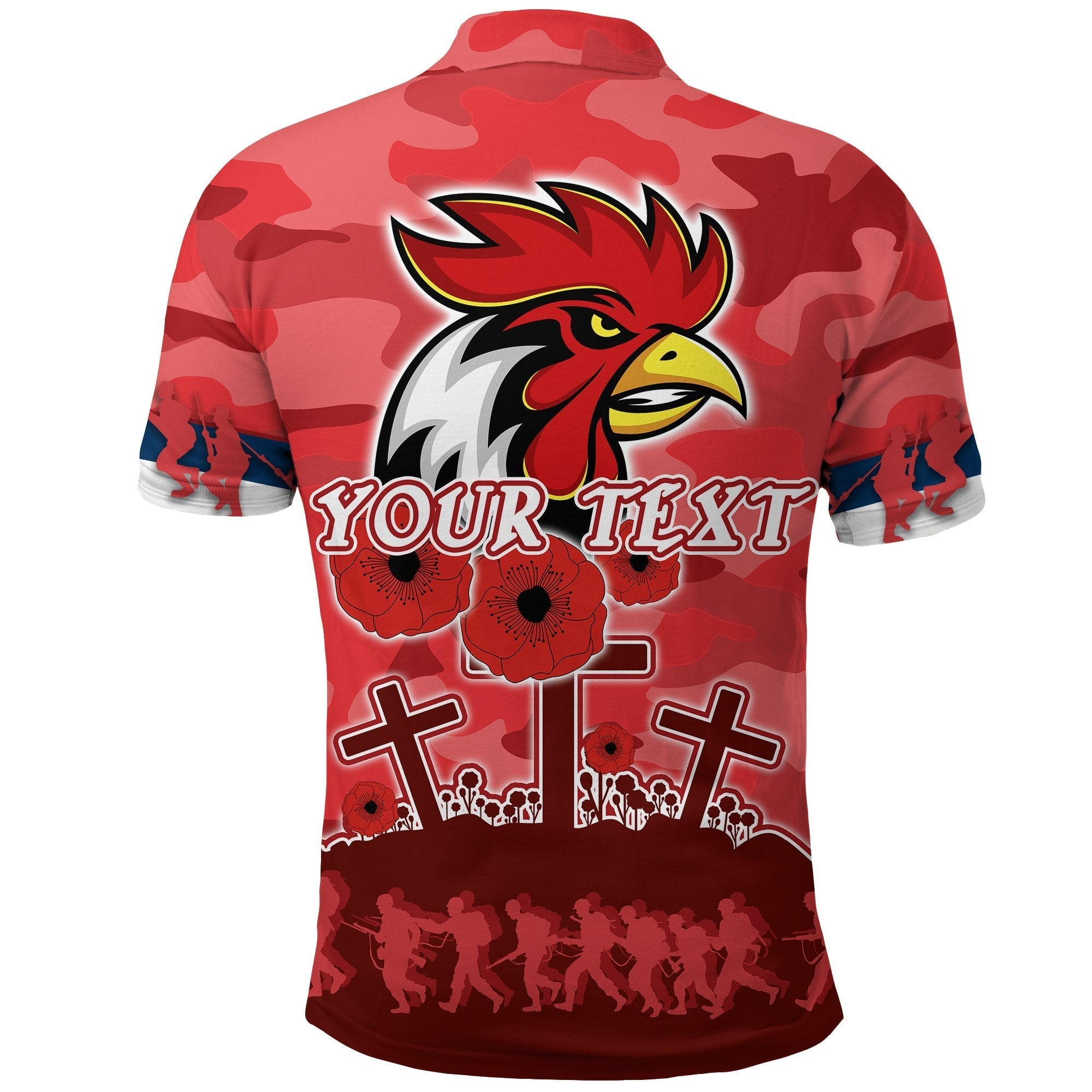 custom-personalised-roosters-anzac-day-polo-shirt-military-red