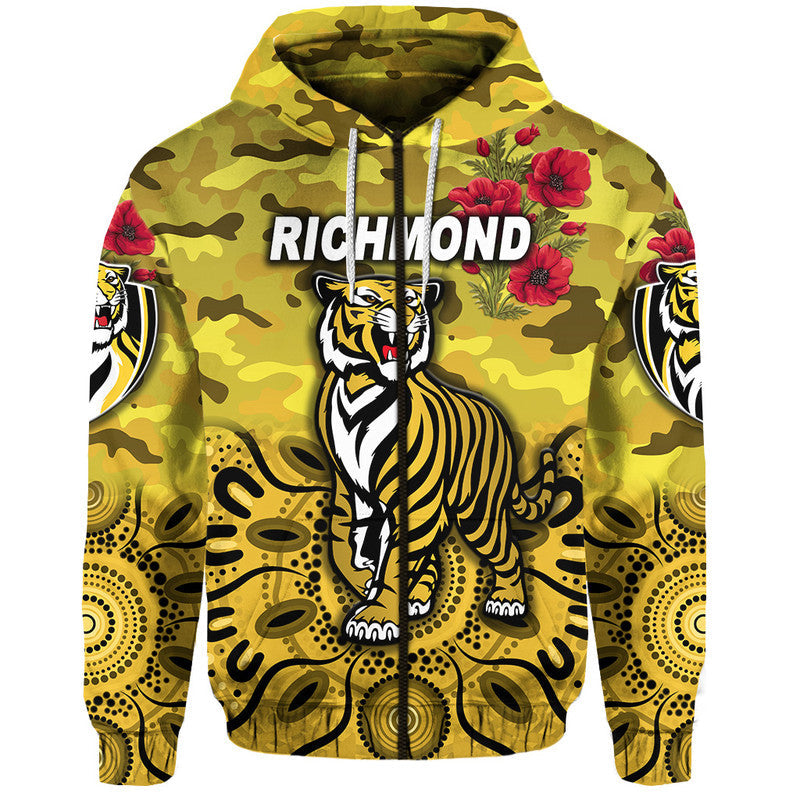 custom-personalised-richmond-tigers-anzac-zip-up-and-pullover-hoodie-indigenous-vibes-yellow-lt8