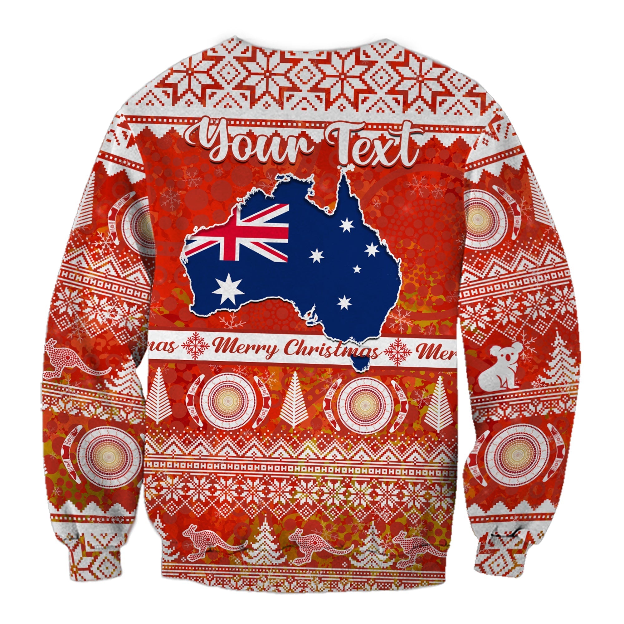 custom-personalised-australia-sweatshirt-australian-map-aboriginal-painting-merry-christmas