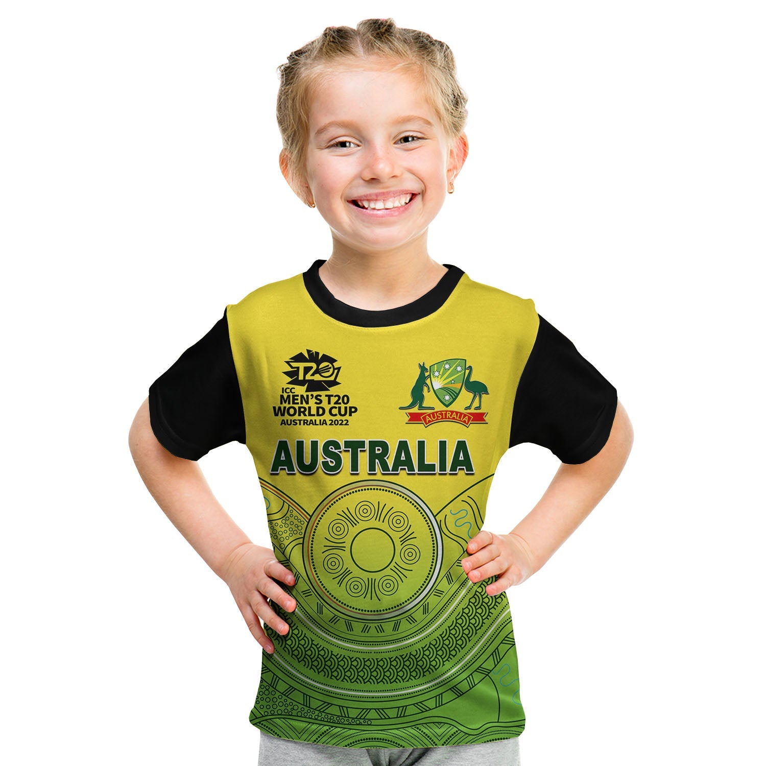 (Custom Personalised And Number) Australia Cricket Men's T20 World Cup T Shirt KID