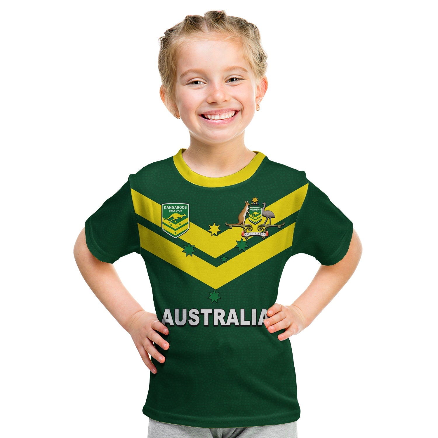 (Custom Personalised And Number) Australia T Shirt KID Rugby World Cup 2022