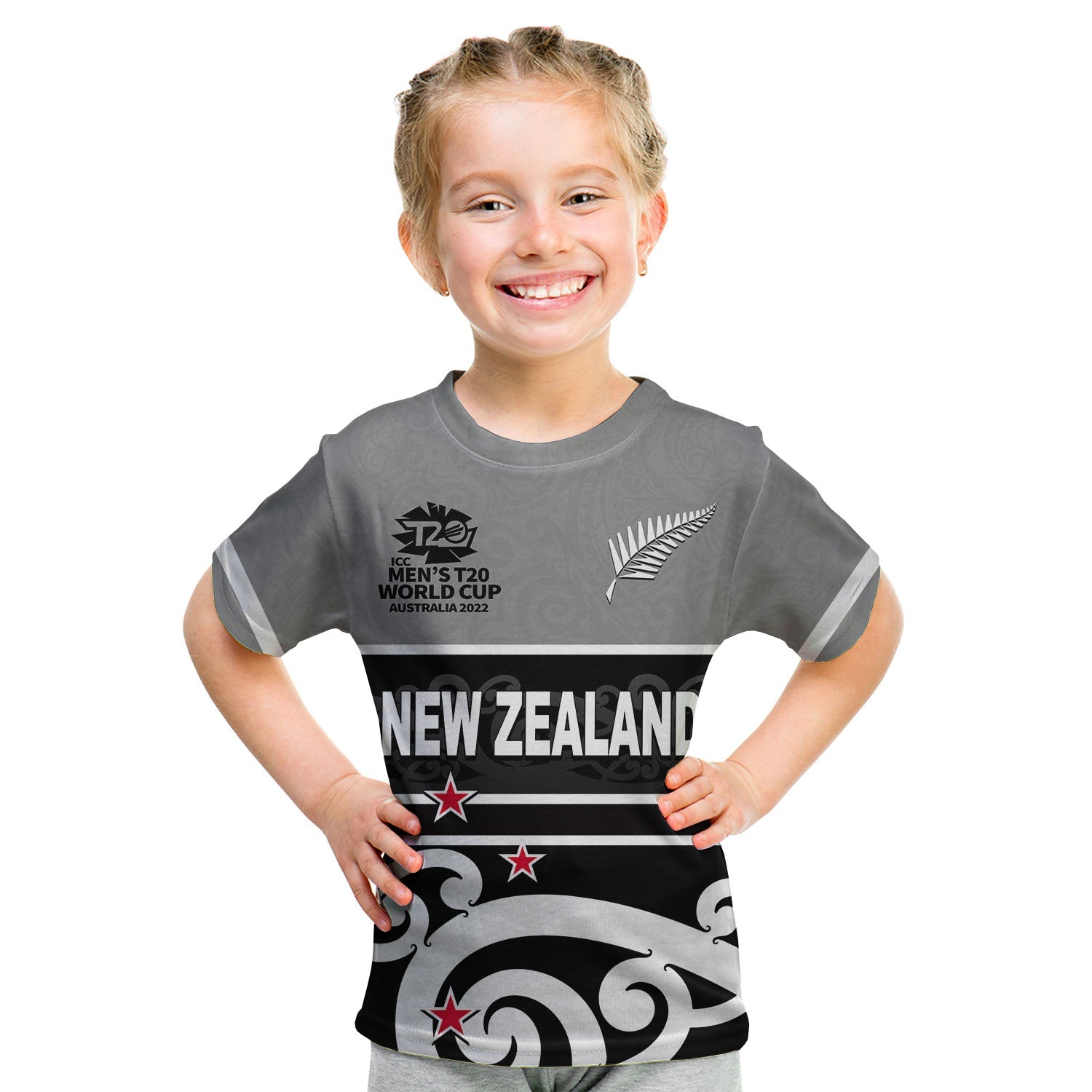 (Custom Personalised And Number) New Zealand Cricket Men's T20 World Cup T Shirt KID 