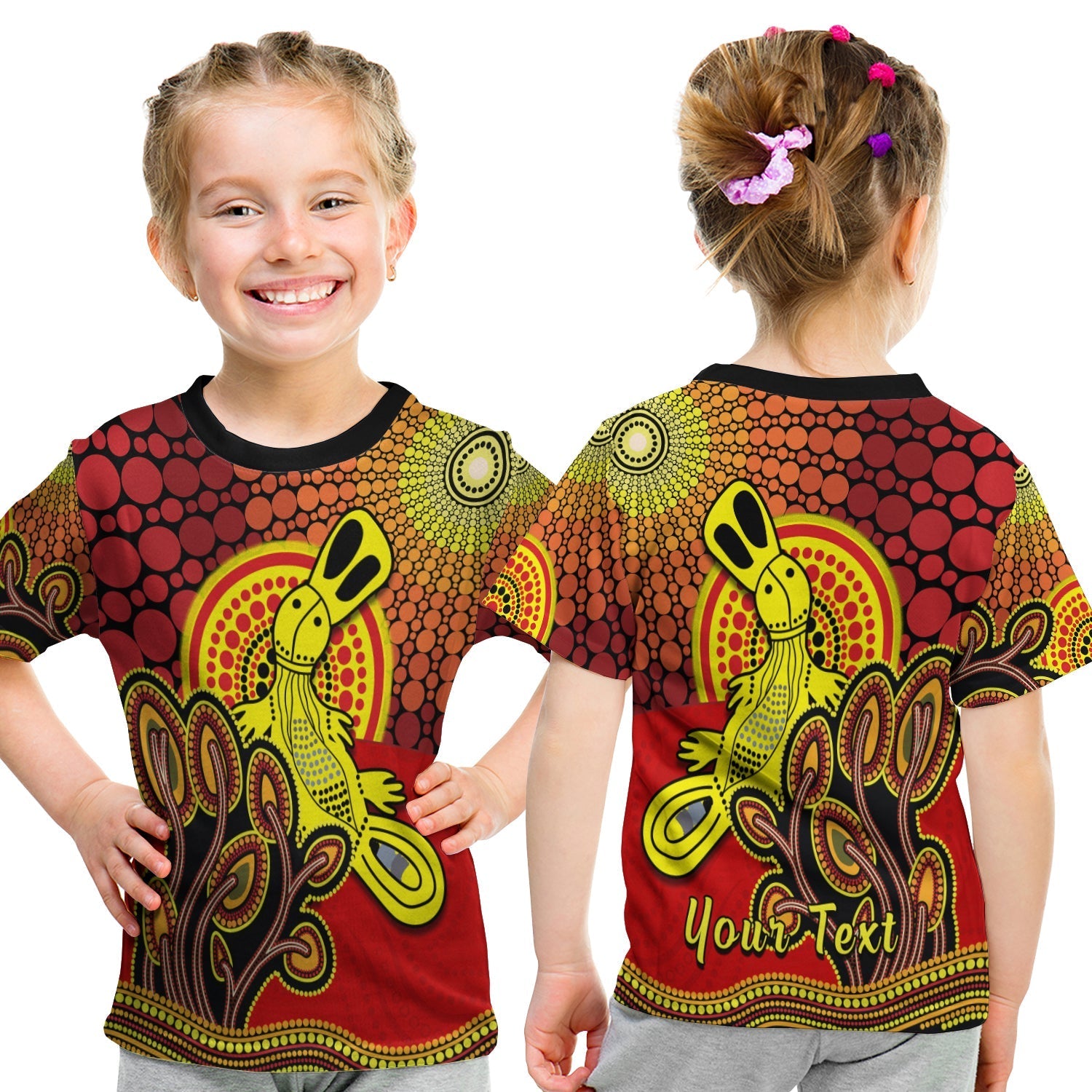 custom-personalised-aboriginal-platypus-t-shirt-kid-tree-on-the-hill-sunshine-lt13