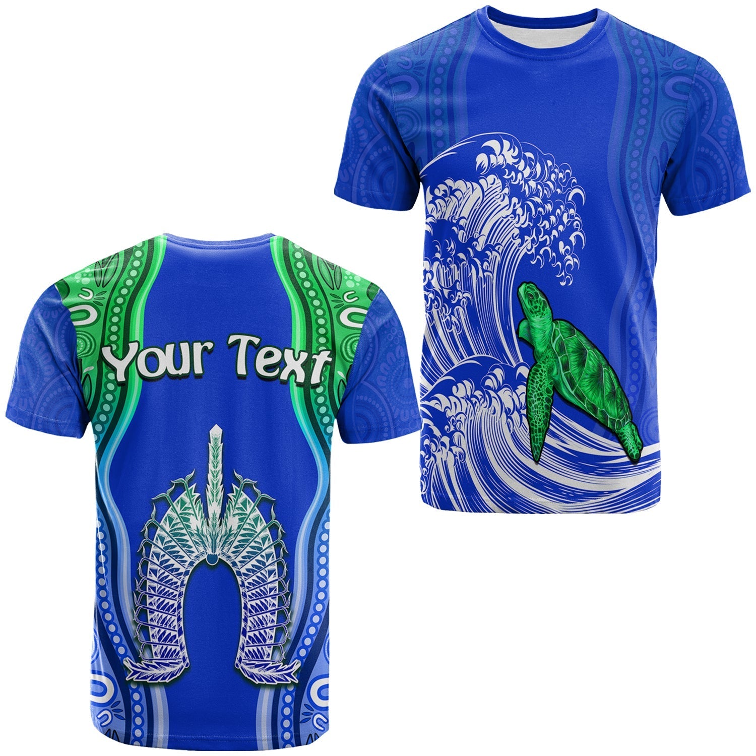 custom-personalised-torres-strait-islands-t-shirt-the-dhari-mix-aboriginal-turtle-version-blue-lt13