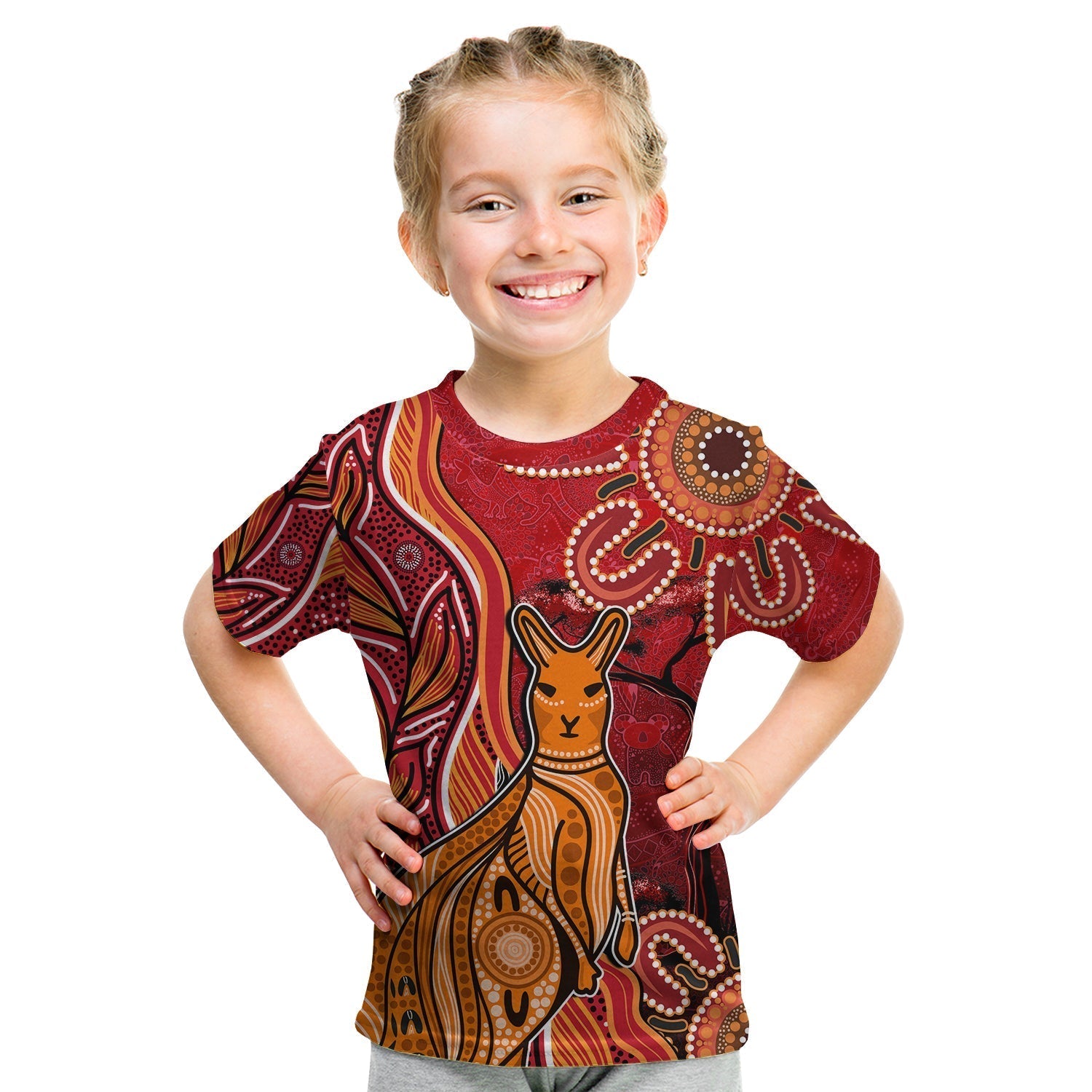 custom-personalised-australian-aboriginal-art-t-shirt-aussie-animal-red-version-lt14