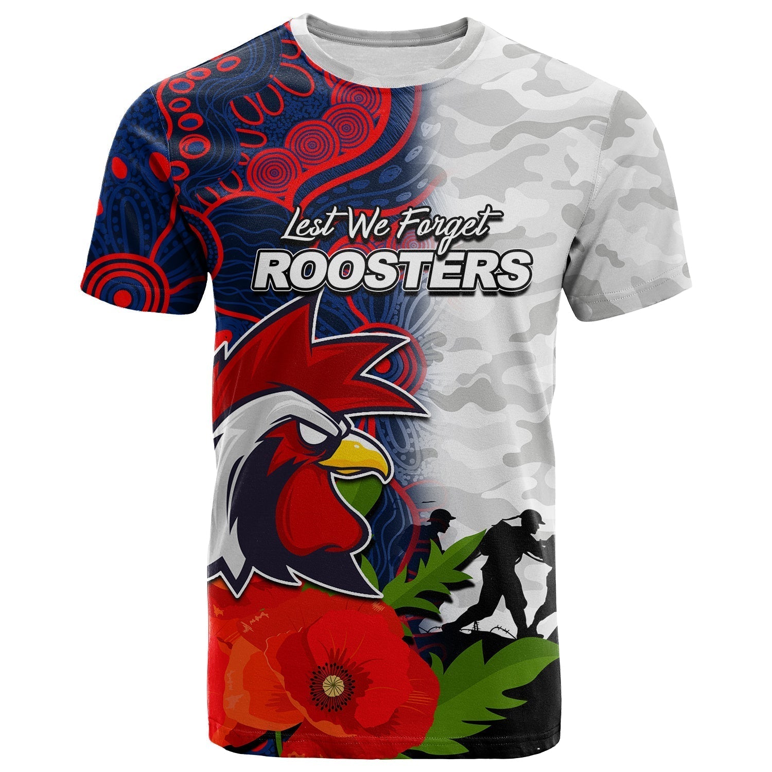 custom-personalised-roosters-anzac-day-aboriginal-mix-army-patterns-t-shirt-lt6