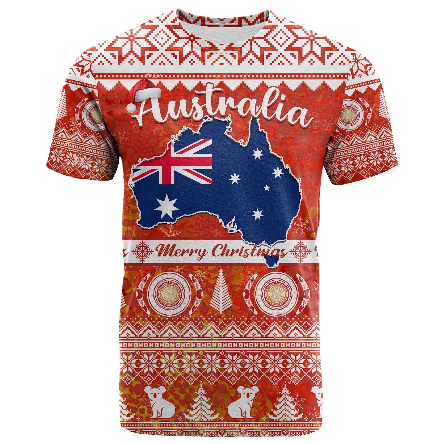 custom-personalised-australia-t-shirt-australian-map-aboriginal-painting-merry-christmas