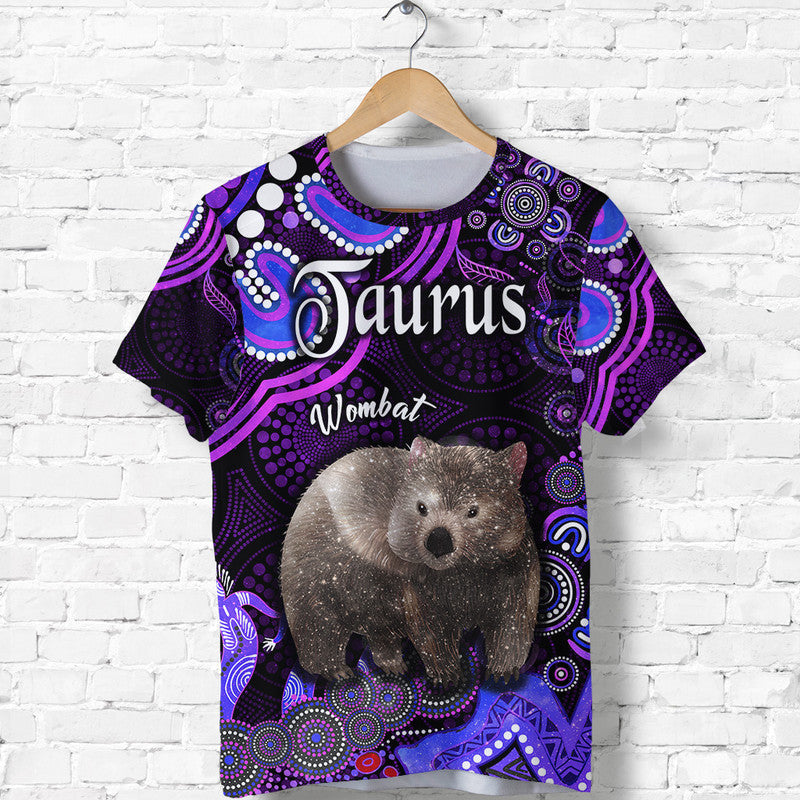 custom-personalised-australian-astrology-t-shirt-taurus-wombat-zodiac-aboriginal-vibes-purple