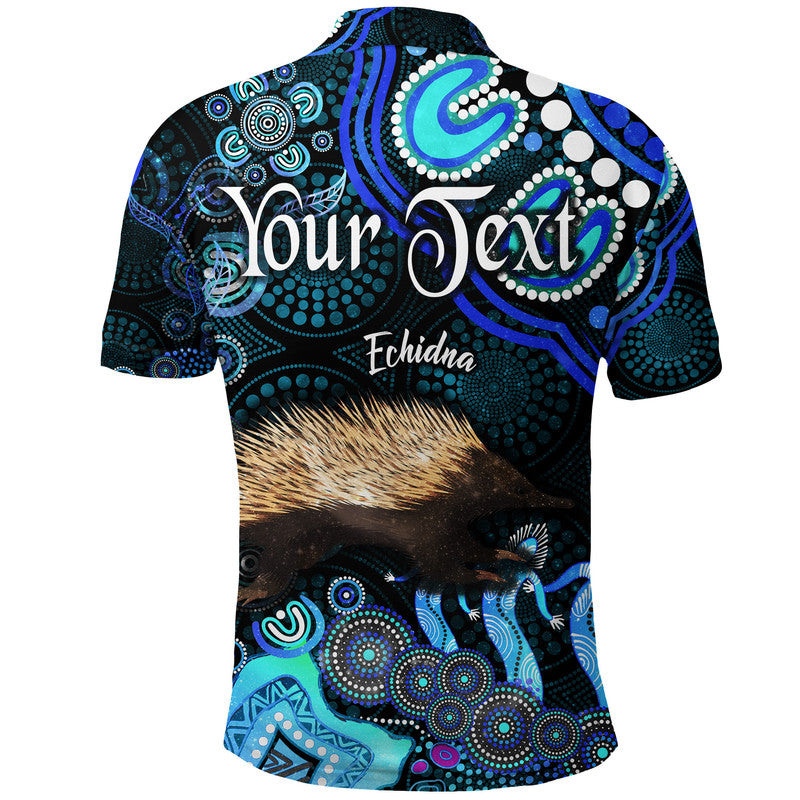 custom-personalised-australian-astrology-polo-shirt-virgo-echidna-zodiac-aboriginal-vibes-blue