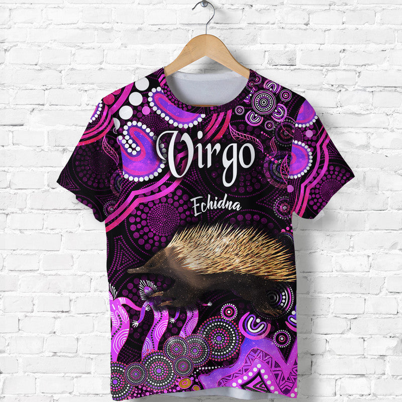custom-personalised-australian-astrology-t-shirt-virgo-echidna-zodiac-aboriginal-vibes-pink
