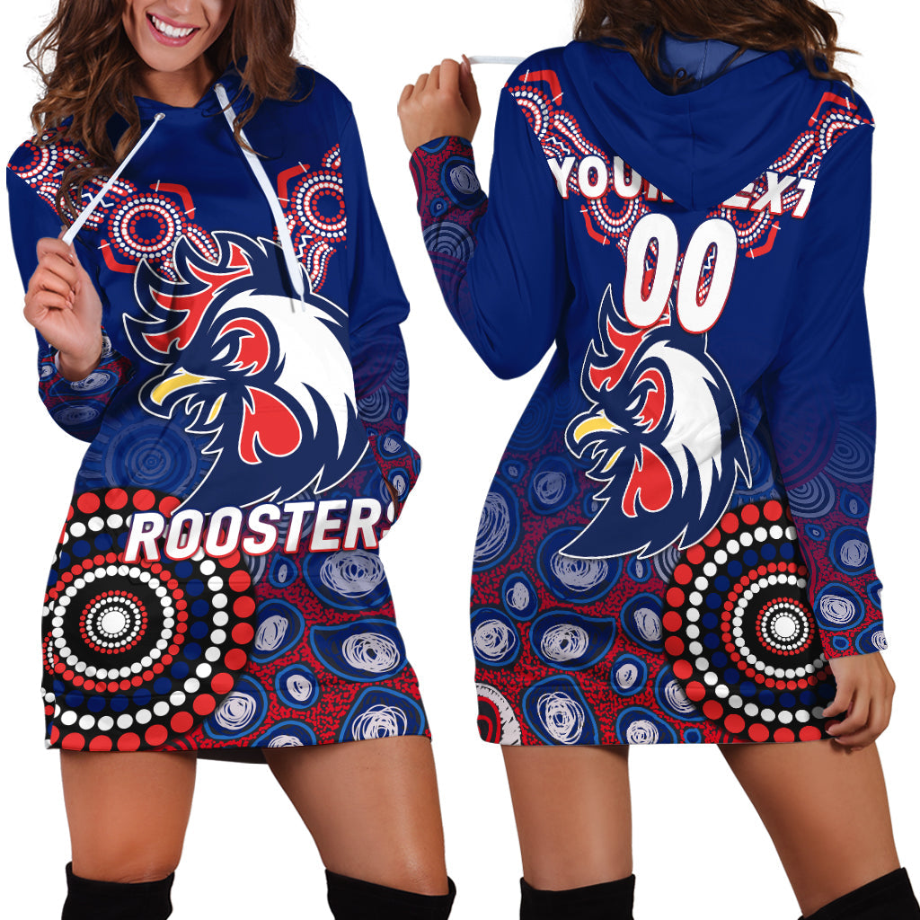 (Custom Personalised) Roosters Rugby 2022 Aboriginal Art Hoodie Dress