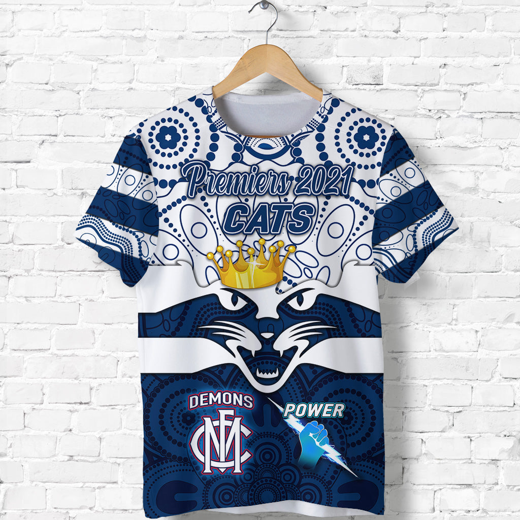 custom-personalised-geelong-cats-indigenous-t-shirt-football-2021-premiers-the-king-custom-text-and-number-lt8