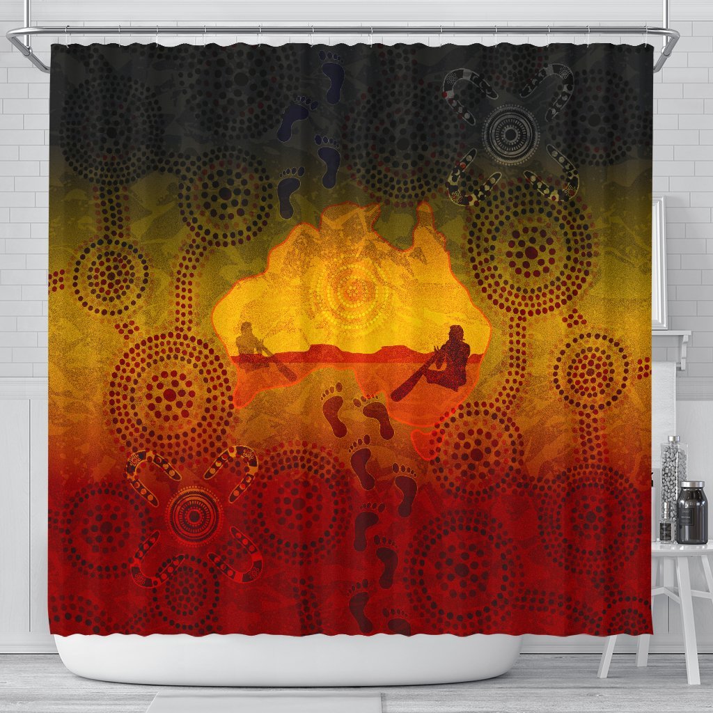 vibe-hoodie-aboriginal-shower-curtain-australian-map-with-indigenous-color-rlt20