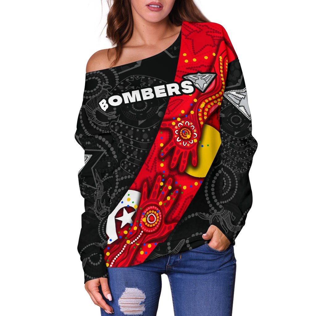 custom-personalised-bombers-naidoc-week-womens-off-shoulder-sweater-essendon-ingenious-custom-text-and-number