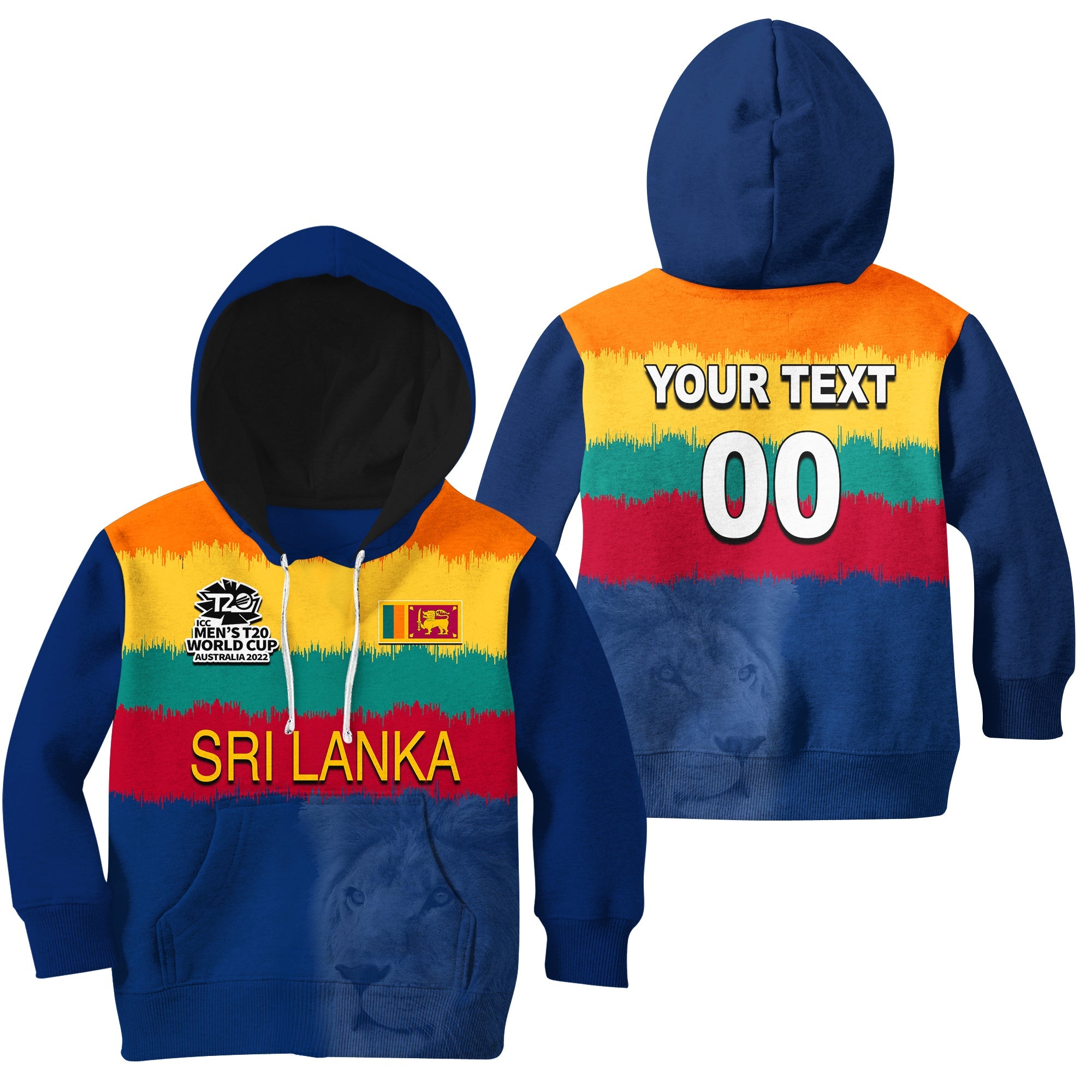 (Custom Personalised And Number) Sri Lanka Cricket Men's T20 World Cup Hoodie KID