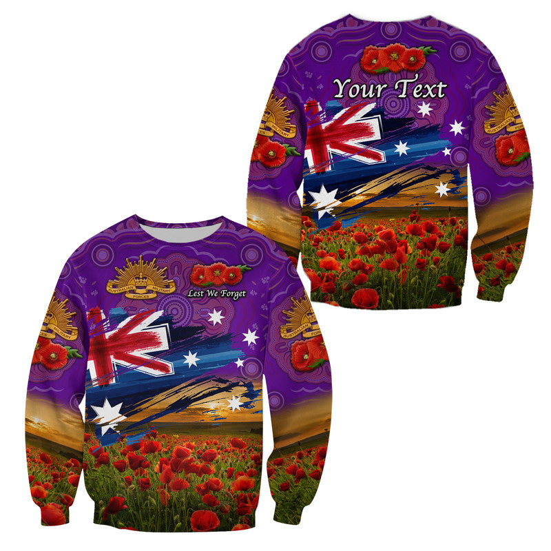 custom-personalised-australia-aboriginal-anzac-sweatshirt-poppy-vibes-purple-lt8