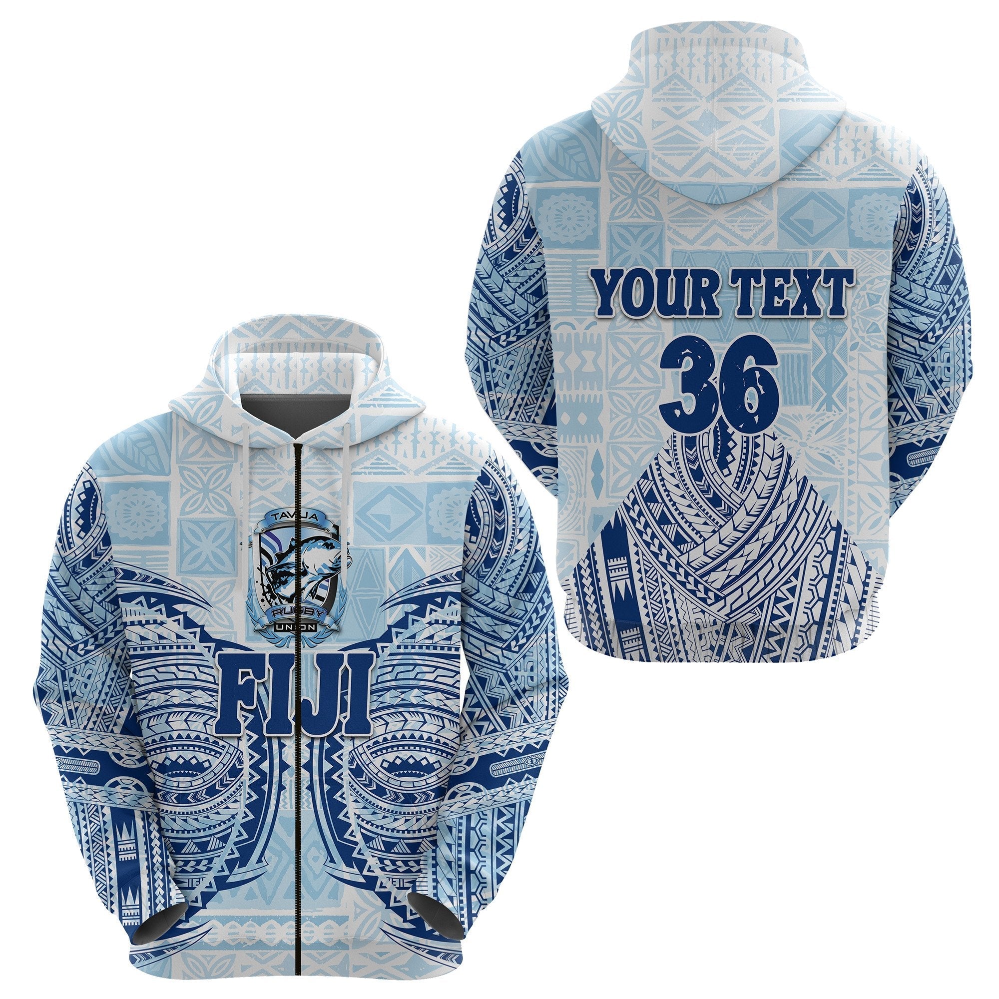 custom-personalised-fiji-tavua-rugby-tapa-zip-hoodie-polynesian-blue-custom-text-and-number